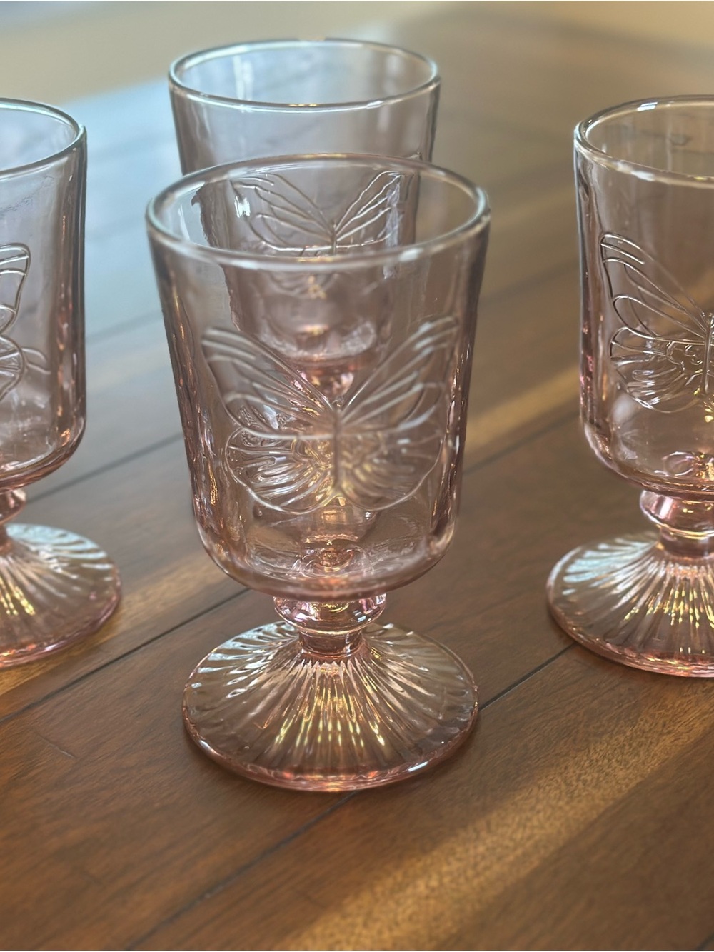 Pink Embossed Butterfly Goblet - Home Dining Drinkware
